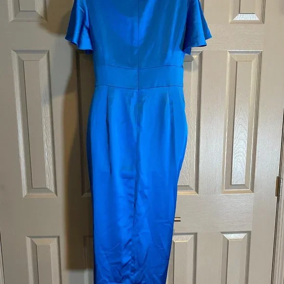 Maggy London Blue Satin Midi Dress - Picture 7 of 8